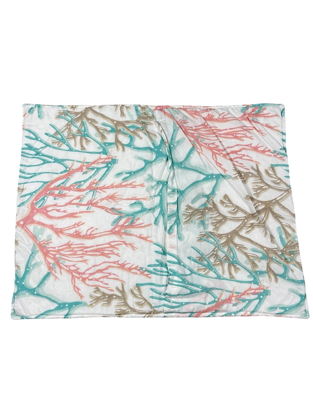 Coastal themed REVERSIBLE QUILT with matching shams EUC aqua coral white QUEEN - Picture 8 of 8